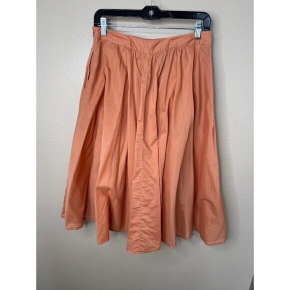 Love‎ 21  Women's Coral Peach Skirt Size M midi skirt cotton pleated zipper - Picture 3 of 7